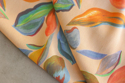 Rayon Crepe - Peach Watercolor Floral (1/2 yard)
