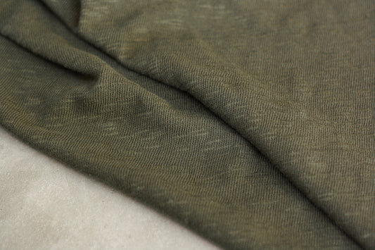 Textured Cotton Sweater Knit - Olive (1/2 yard)