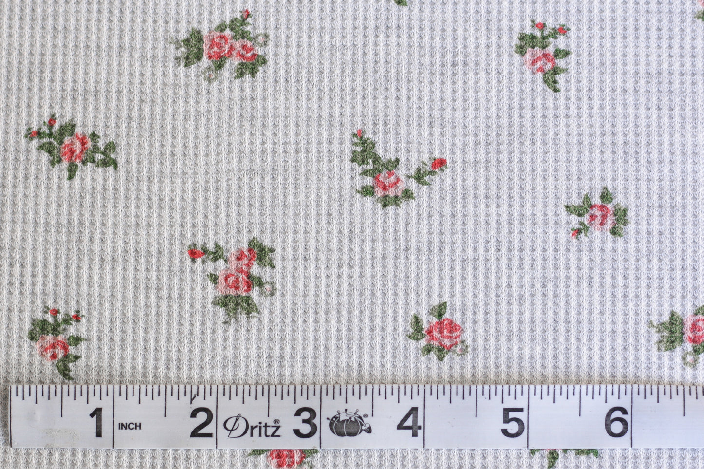 Cotton Blend Thermal Knit - Gray Floral (1/2 yard)