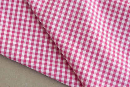 Cotton Shirting - Pink and White Gingham (1/2 yard)