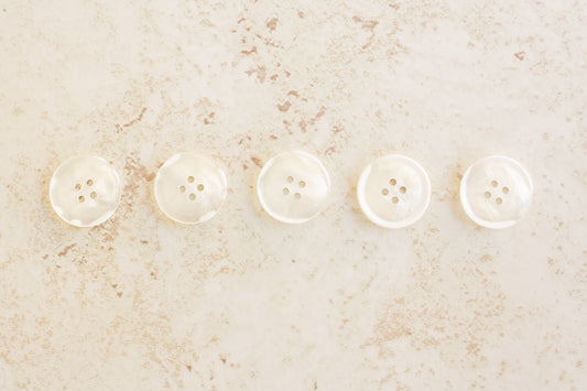 Set of 5 Medium Buttons - Pearlized White (0.9"/23mm)