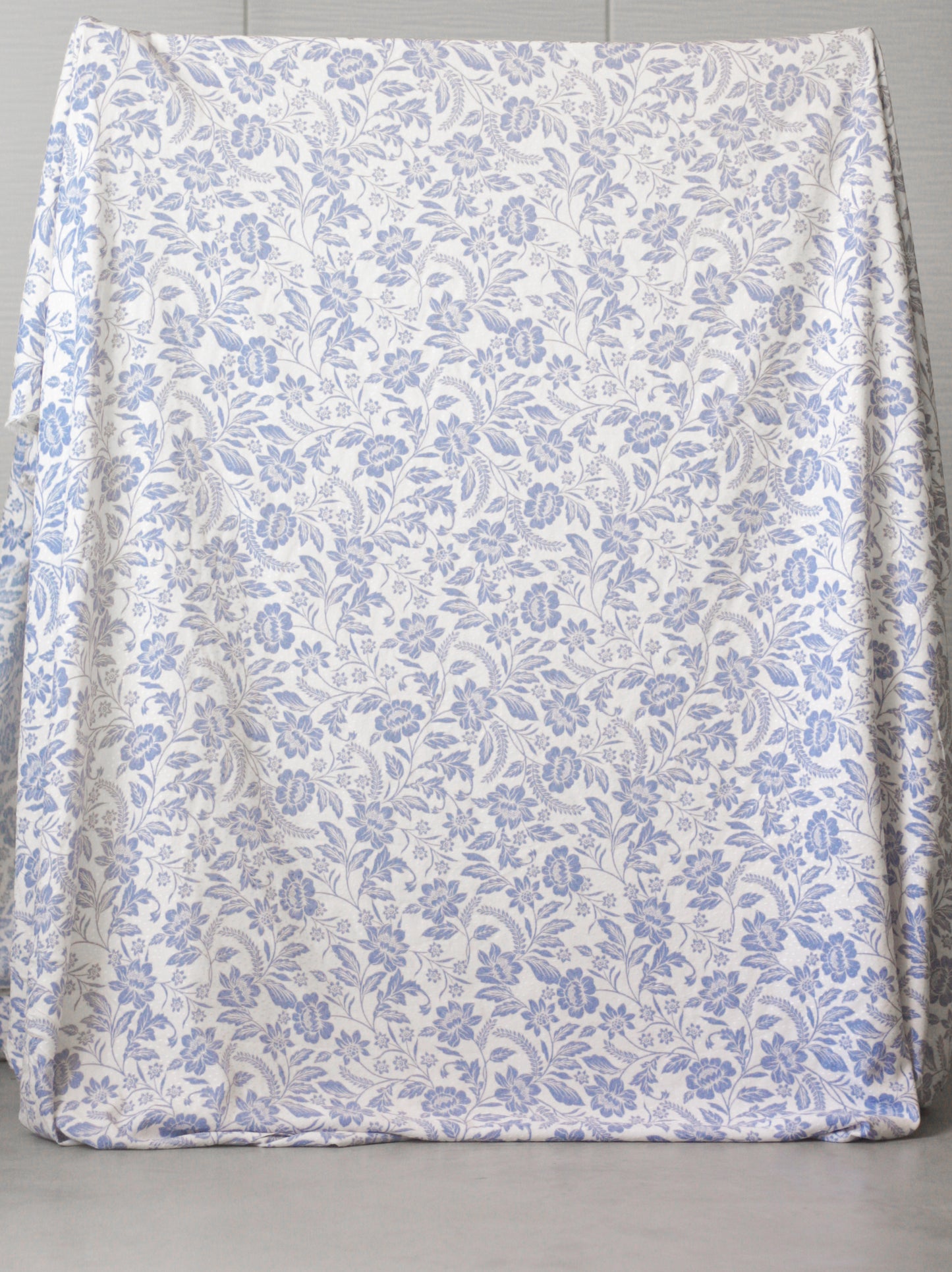Textured Rayon Challis - Light Blue Floral (1/2 yard)