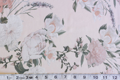 Polyester Challis - Blush Pink Floral (1/2 yard)