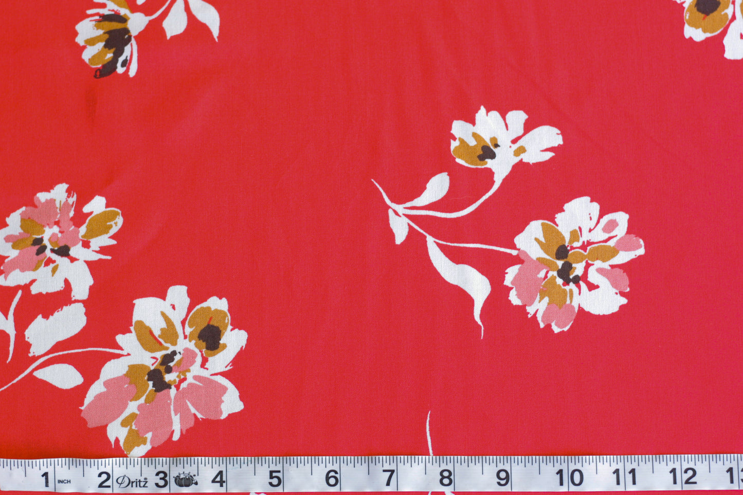 Rayon Challis - Ruby Red Floral (1/2 yard)