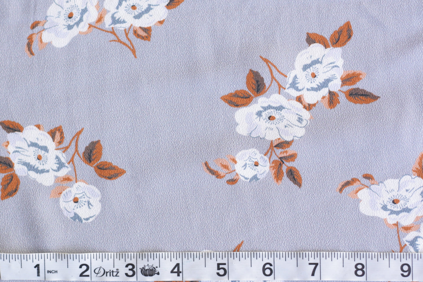 Rayon Crepe - Blue Gray Floral (2 yard remnant)