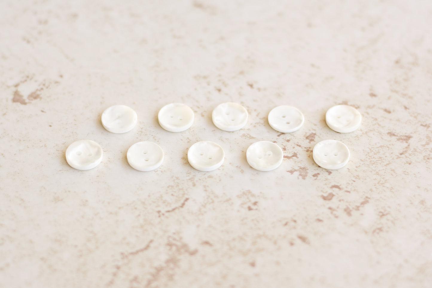 Set of 10 Shirt Buttons - Pearlized White (7/16"/13mm)